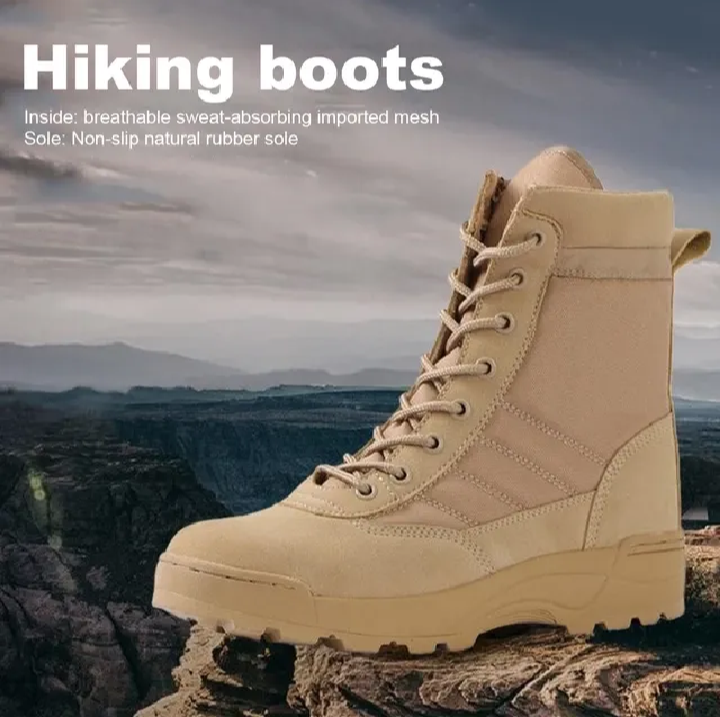 ‎Men’s Tactical Military Boots – Durable High Ankle Army Shoes with Zipper & Lace – Ideal for Polic, Security Guards, Patrolling & Hiking