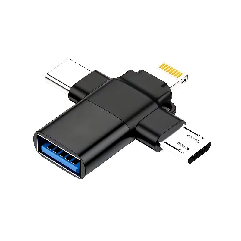 3 in 1 USB OTG Adapter | USB-C, Micro USB & Lightning to USB 3.0 Female Converter | High-Speed OTG Adapter for Android, , Tablets, USB Flash Drive, Keyboard, Mouse & Camera