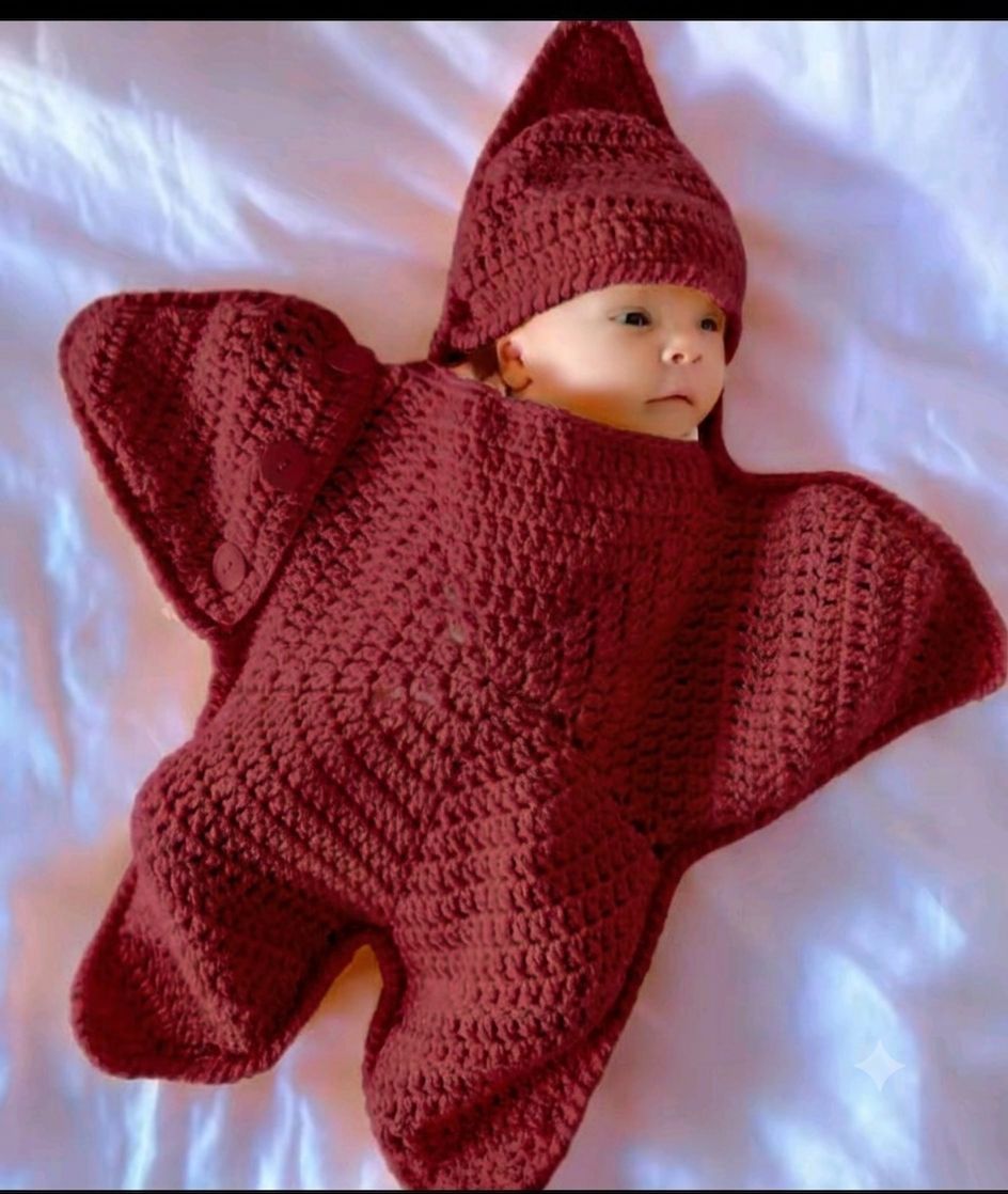 Baby Crochet Star Pocket Blanket Swaddle Suit
