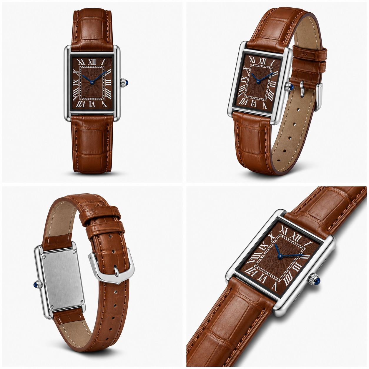 Elegant Vintage Rectangular Quartz Wrist Watch for Men