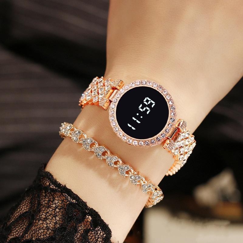New Fashionable Stone Touch Round Ladies Watch for Women