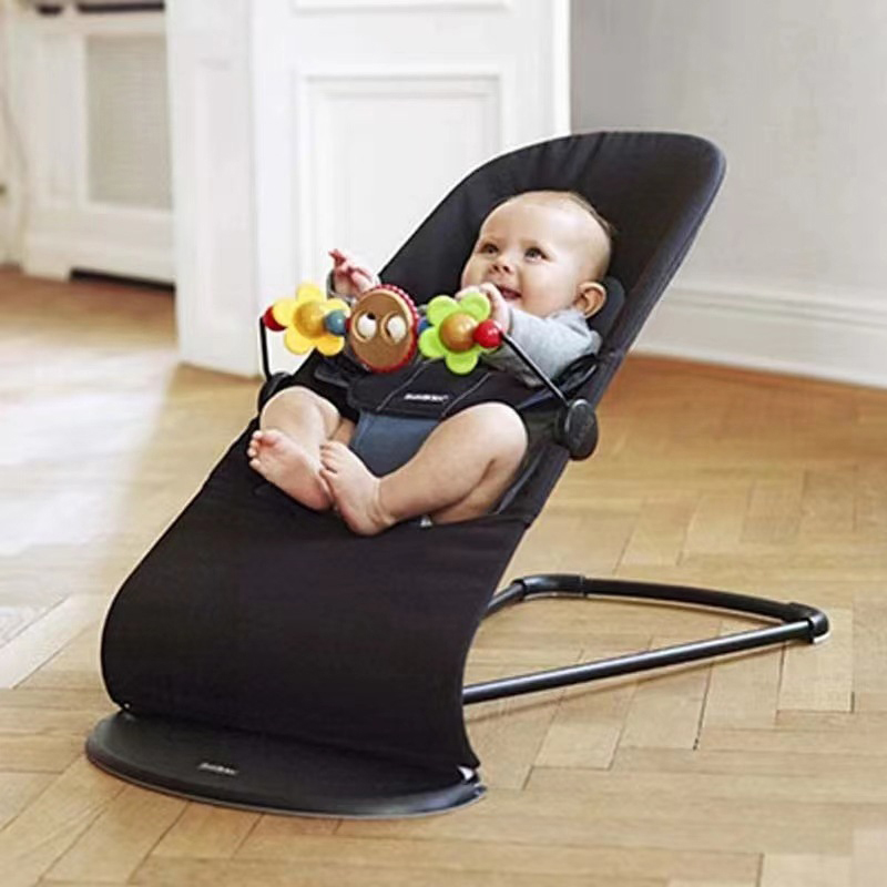 Baby Bouncer Stroller Arch Toy Rack, Safe for Car Seats, Classic Wooden Pillar Toy Attachment