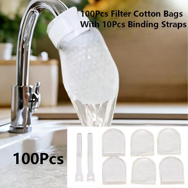 40/50/60/100Pcs Universal Disposable Faucet Filter Cotton Bags Thickened Water Purifier Sock Bags For Tap Water Well Water