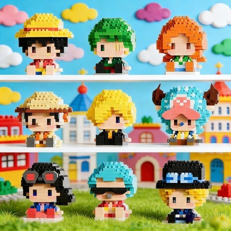 Anime Building Block One Luffy Nami Usopp Assembly Piece 3D Model Robin Franky Jinbe Sanji Mini Bricks Figure Toys For 