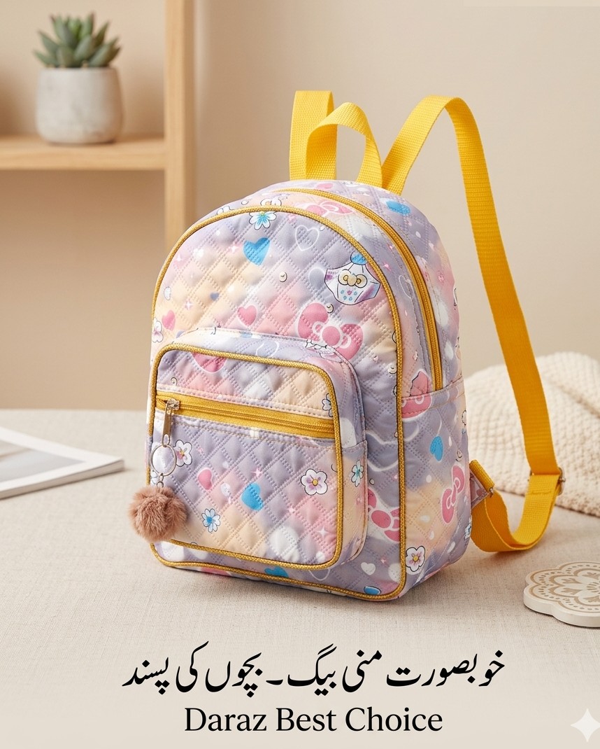Premium Quilted Heart & Flower Print Mini Carry Bag for Baby Girls - Beautiful Small Backpack for Kids with Adjustable Straps - Stylish Toddler Fashion Bag for Parties & Travel