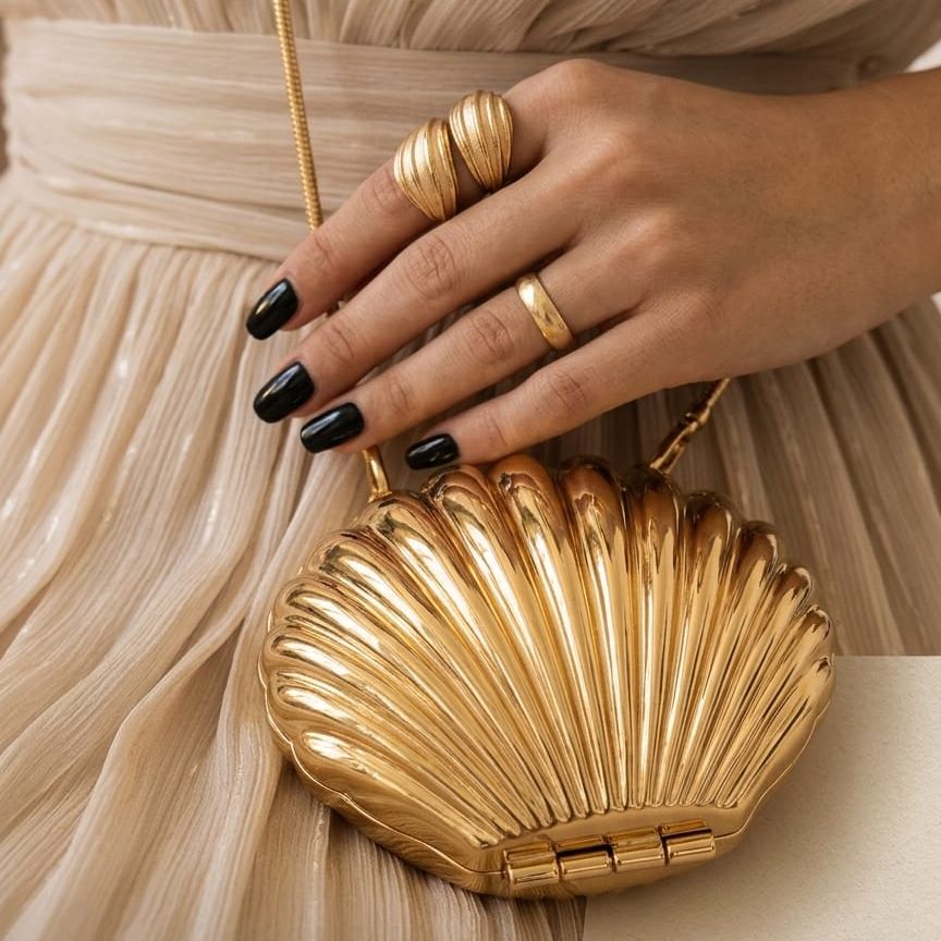 Mini Shell clutch Perfect | Golden Bag Unique | The Seashell Statement Clutch & Crossbody Bag | Introducing the exquisite Shell Clutch Evening Bag, A fusion of elegance