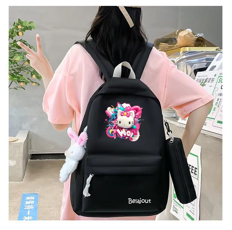 School Bag for Girls – All-Season Mesh Nylon Japanese Fashion Multi-Pocket Backpack for Teenagers & Students