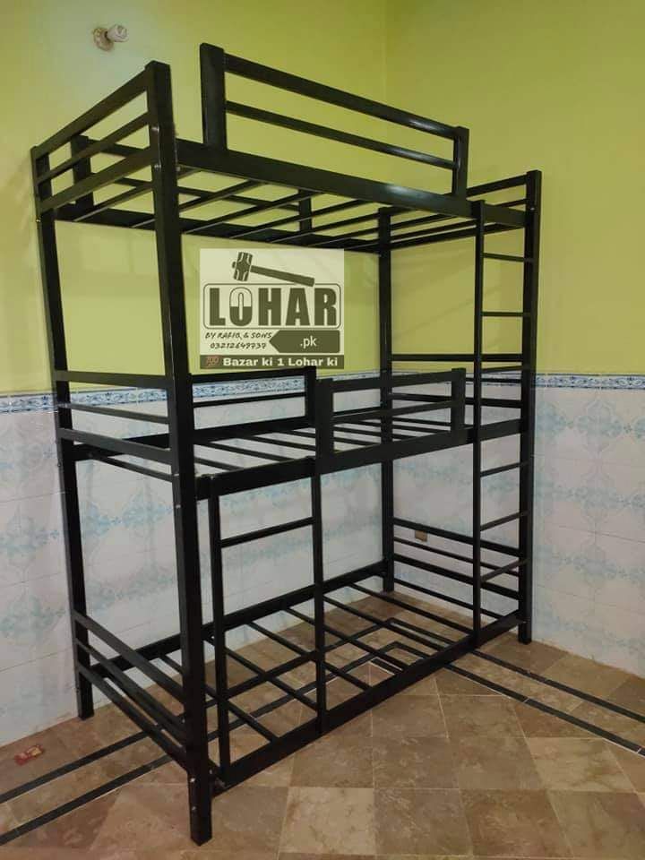Triple Storey Bunk Bed Metal Frame / Space Saving Loft Over Bed / Triple Dacker Iron Bunker Bed