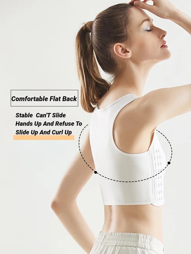 Women Breathable Chest Breast Binder Side Buckle Short Vest Tops Underwear Tank Wireless Wrap Bandages Flat Tomboy Seamless