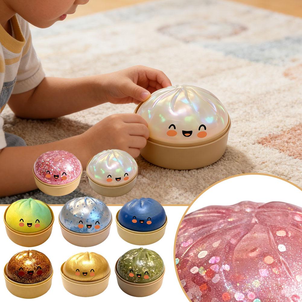 Cute Crystal Steamer Dumpling Bun Slow Rising Squishy Stress Ball Pinch Simulation Steamed Bread Fidget squeeze Toy Relax 
