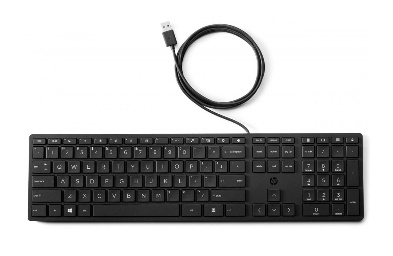 HP Wired Desktop 320K USB Black Keyboard L96909-001 -- Full Size Layout & Numpad, Smooth Navigation, Plug & Play, Easy to Read Keys, Slim & Smart, Without Box NEW Branded Keyboard