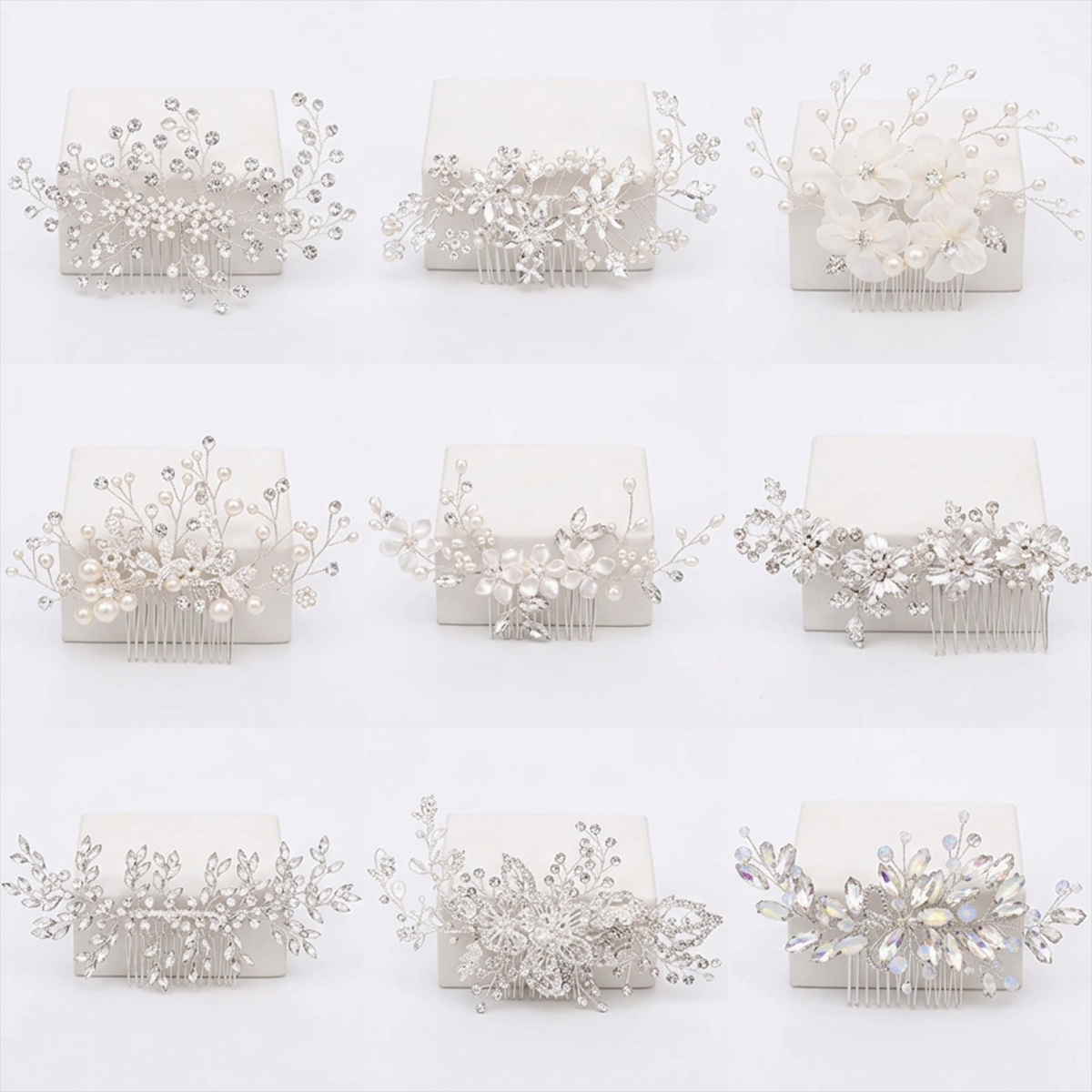 Bridal Crystal Hair Comb Wedding Clip Set Hair Accessory Crystal and Metal For Women
