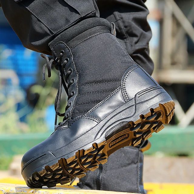 Military Combat Swat Shoes / Boots Men Breathable Special Forces Hiking Army Shoes Lightweight Outdoor Training Non-Slip Tactical Patrol Shoes, Black Long Shoes Cheap price Discount