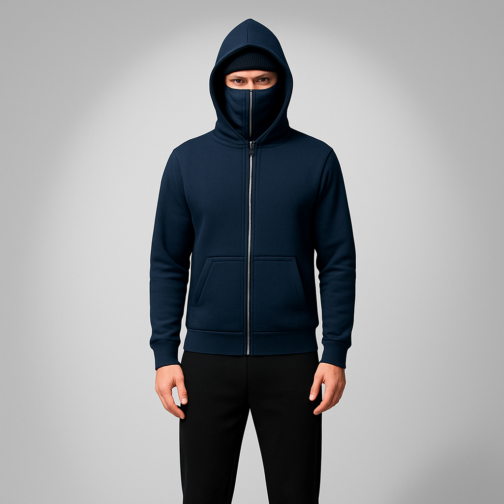 New Navy Blue Ninja Balaclava Zipper Hoodies For Men | Ninja Zipper Hoodies For Men | Ninja Hoodies For Men | Mens Hoodies | Hoodies For Boys | Balaclava Men Hoodies | Baclava Ninja Hoodies For Men & Women | Hoodies For Girls | Winter Clothes For Men