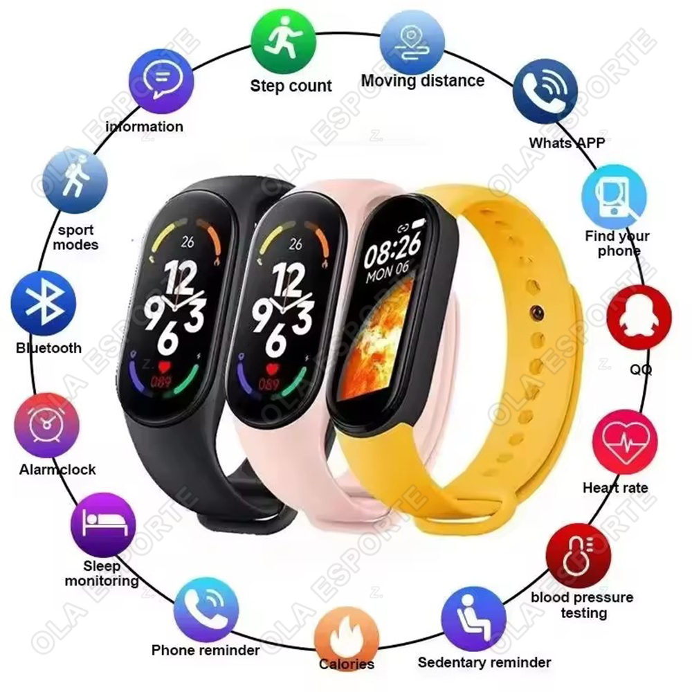 M7 Smart Watch Heart Rate Blood Pressure Monitor AMOLED Screen Smart Wristband Fitness Tracker For Men Women Sport Bracelet F107