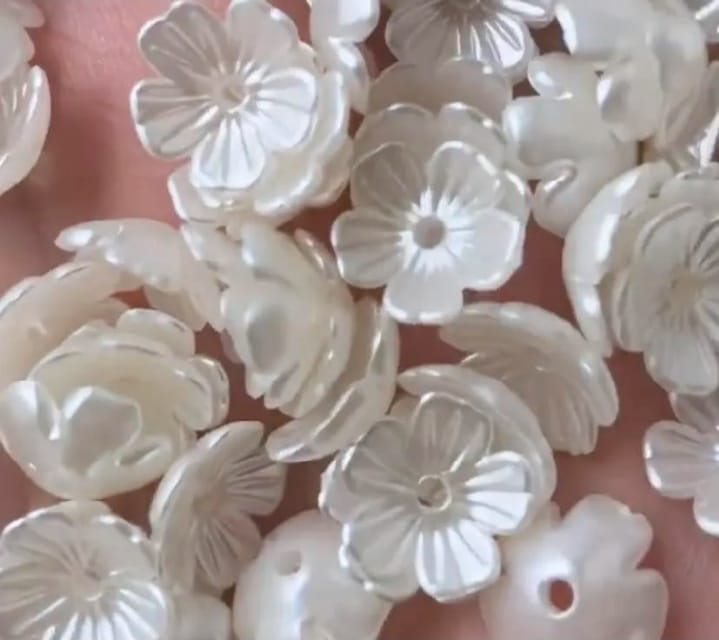 20/50/100 Pcs ABS Round Flowers - Imitation Pearl Beads For DIY Jewellery Making