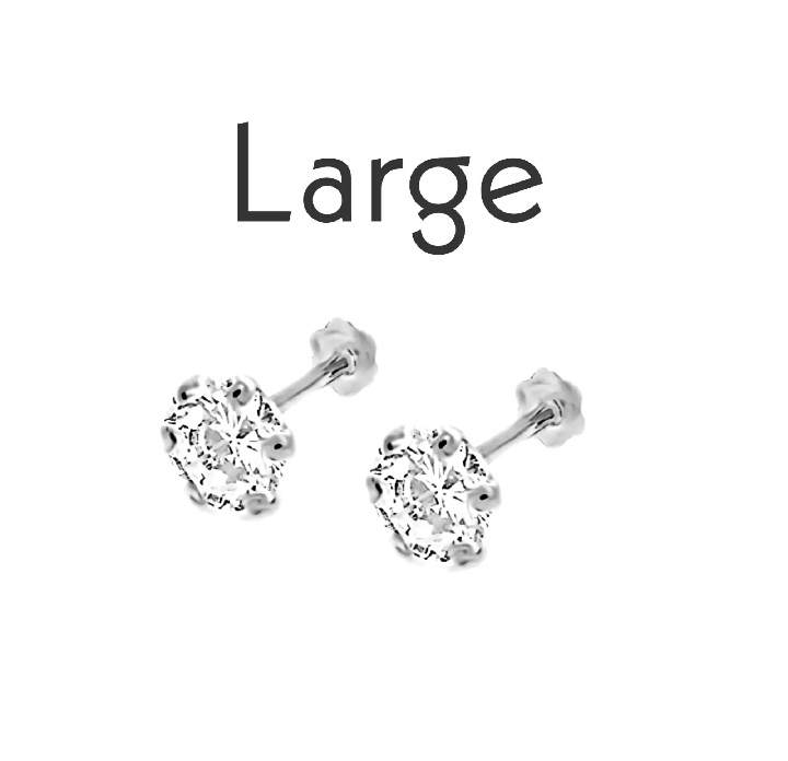 White Big Zarqon 100% Pure Chandi Girls Tops, Silver Screw Stud Earrings (With Box)