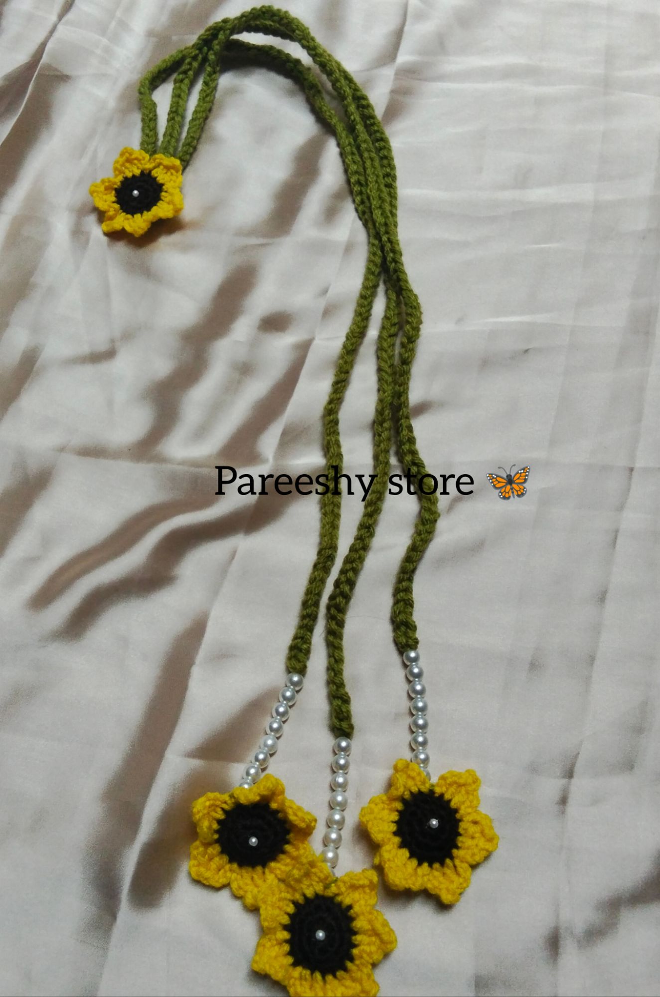 Crochet Sunflower Paranda – Elegant Handmade Hair Braid Accessory