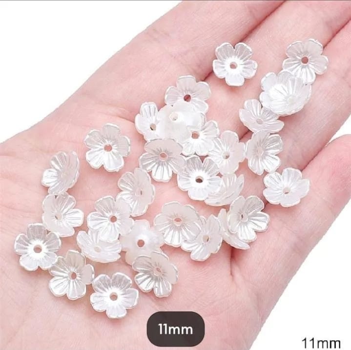 20/50/100 Pcs ABS Round Flowers - Imitation Pearl Beads For DIY Jewellery Making