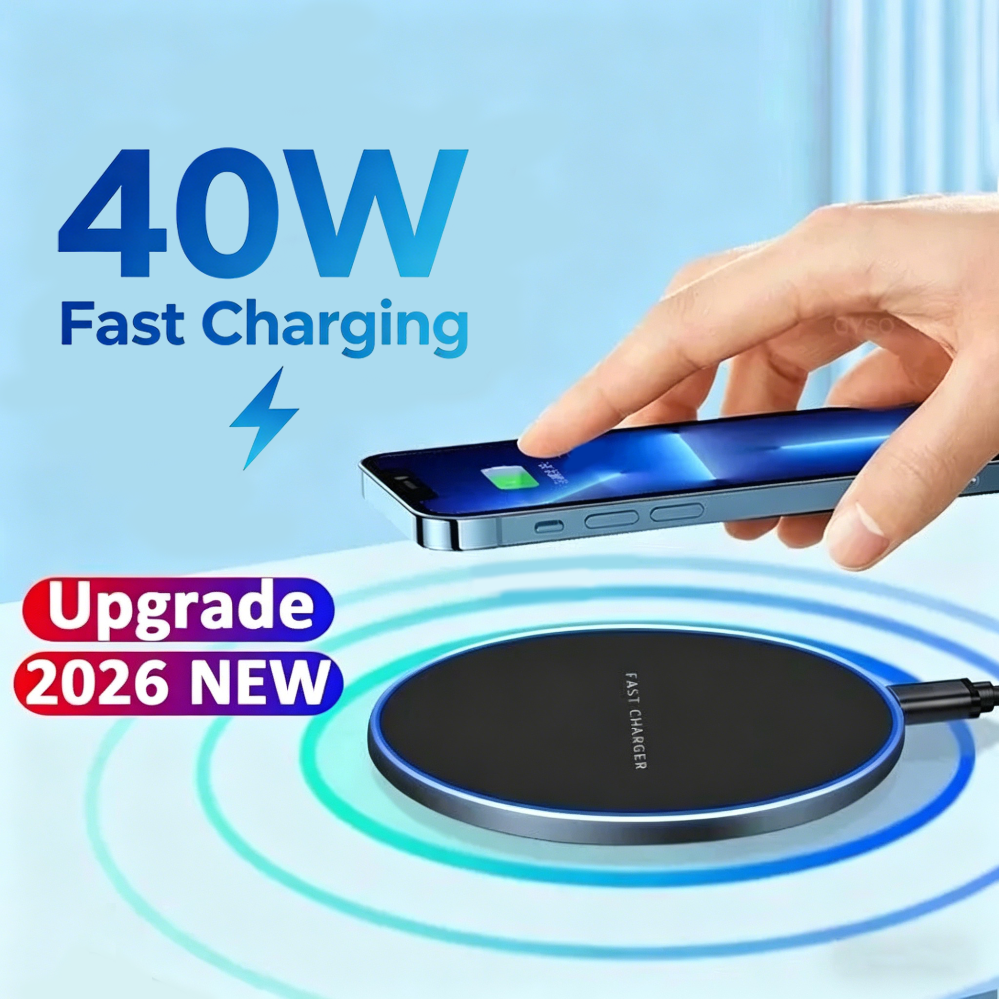 40W Fast Wireless Charging Stand, Universal Qi Charger Dock for iPhone 17-11 Series,  S24/S23/S22/S21, ,