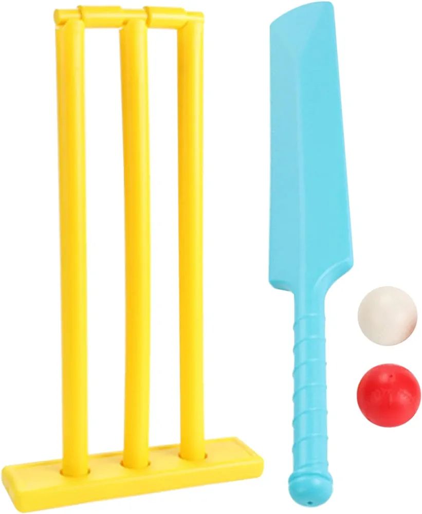 Cricket Set Kids PP BPA-Free Cricket Bat Set Parent Child Cricket Game with Stumps and 2 Balls Cricket Kit for Garden, Beach, Home Play Random Color Sporting Items