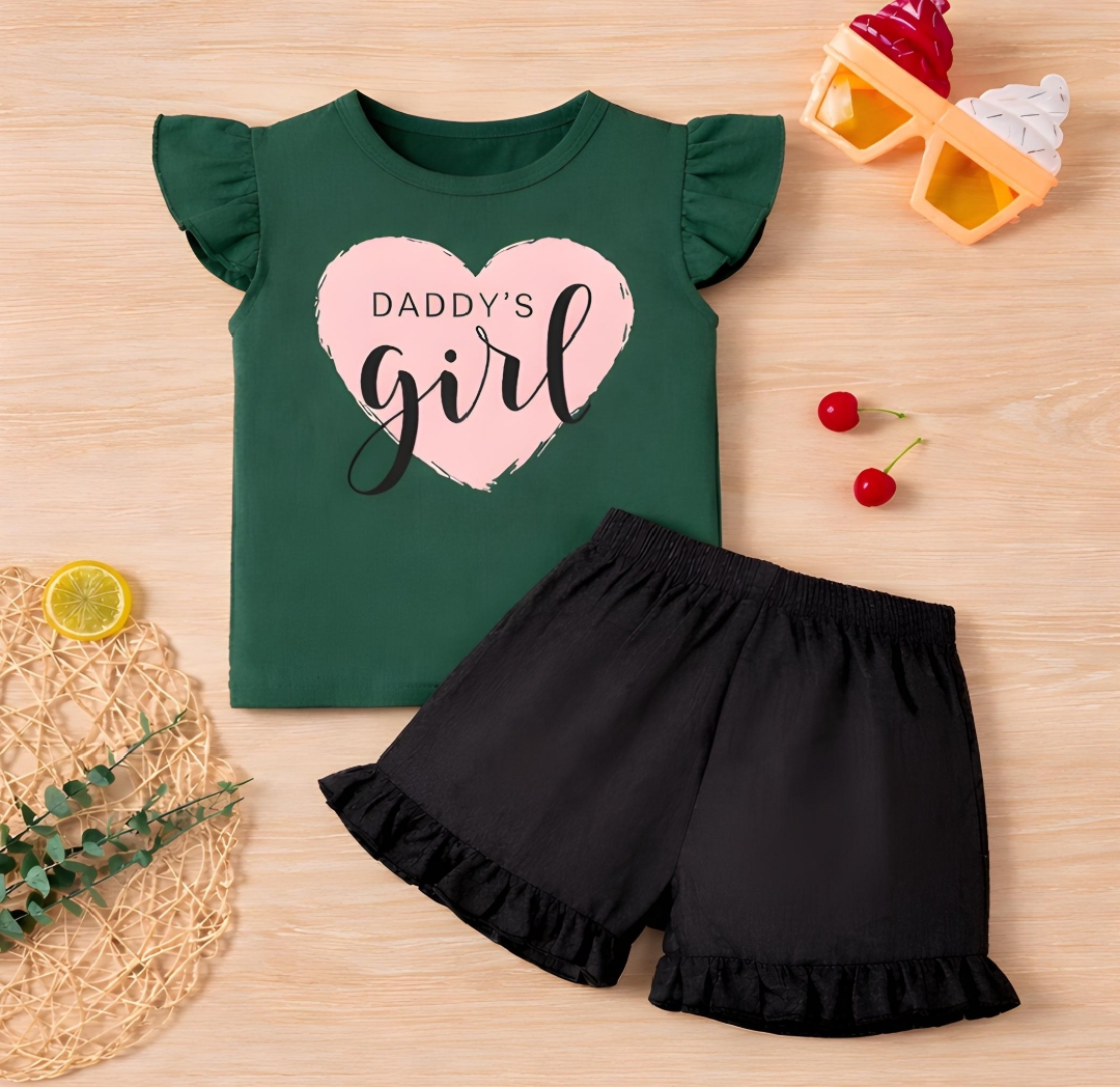 Daddy's Girl T-shirt And Shorts Pants For Kids Baby Girls Dresses Short Sleeves Tee Top's Clothes Set's Dresses Outfit Suit Summer Collection