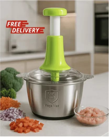 Stainless Steel Multifunctional 2LTR Hand Push Chopper Press Start Quick Operation,Mixer, Kitchens Best Food Chopper, Blender to Chop Fruits Onions
