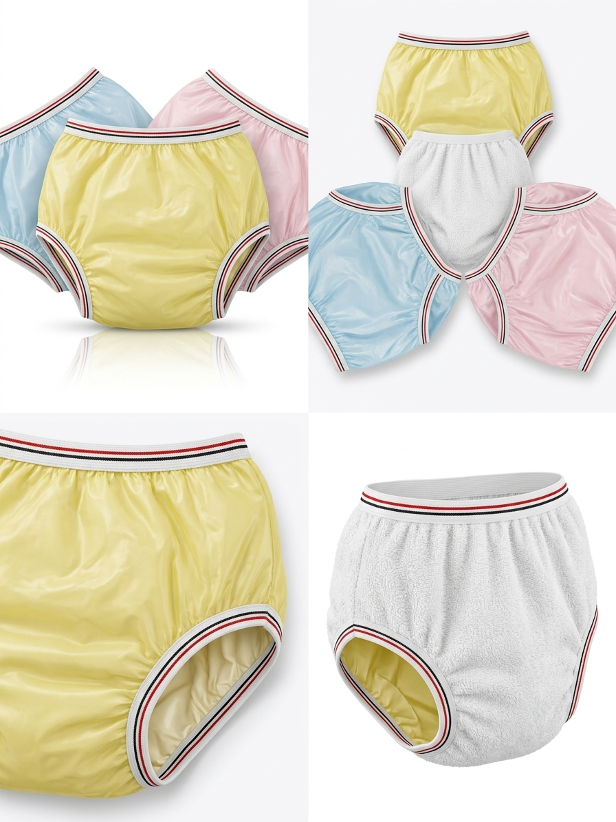 Pack Of 3 – Washable Pants Diapers / Plastic Panty / Parachute Panty / Plastic Chadi – For Kids Multicolor