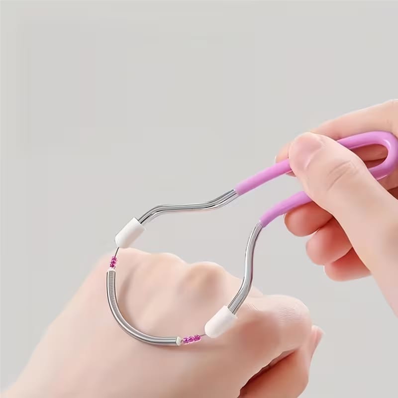 Stainless Steel Painless Hair Remover_ Manual Spring Facial Hair Remover for Women | Upper Lip, Chin & Face Hair Removal Tool | Portable Threading Epilator