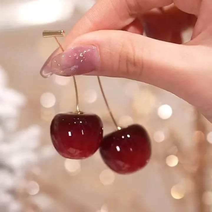 Red Cherry Drop Earrings for Women & Girls | Cute Fashion Dangle Earrings