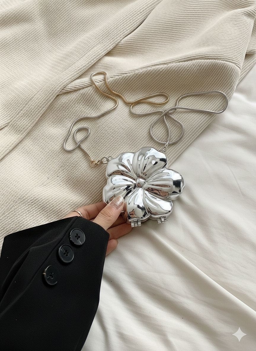 Trendy Acrylic Moon Shaped Base Box Mini Clutch for Girls | Luxury Oval Bow, Heart, Shell, Flower Shape Evening Handbag | Eid Festival, Party, Wedding & Formal Fashion Bag(Perfect Gift For Her)