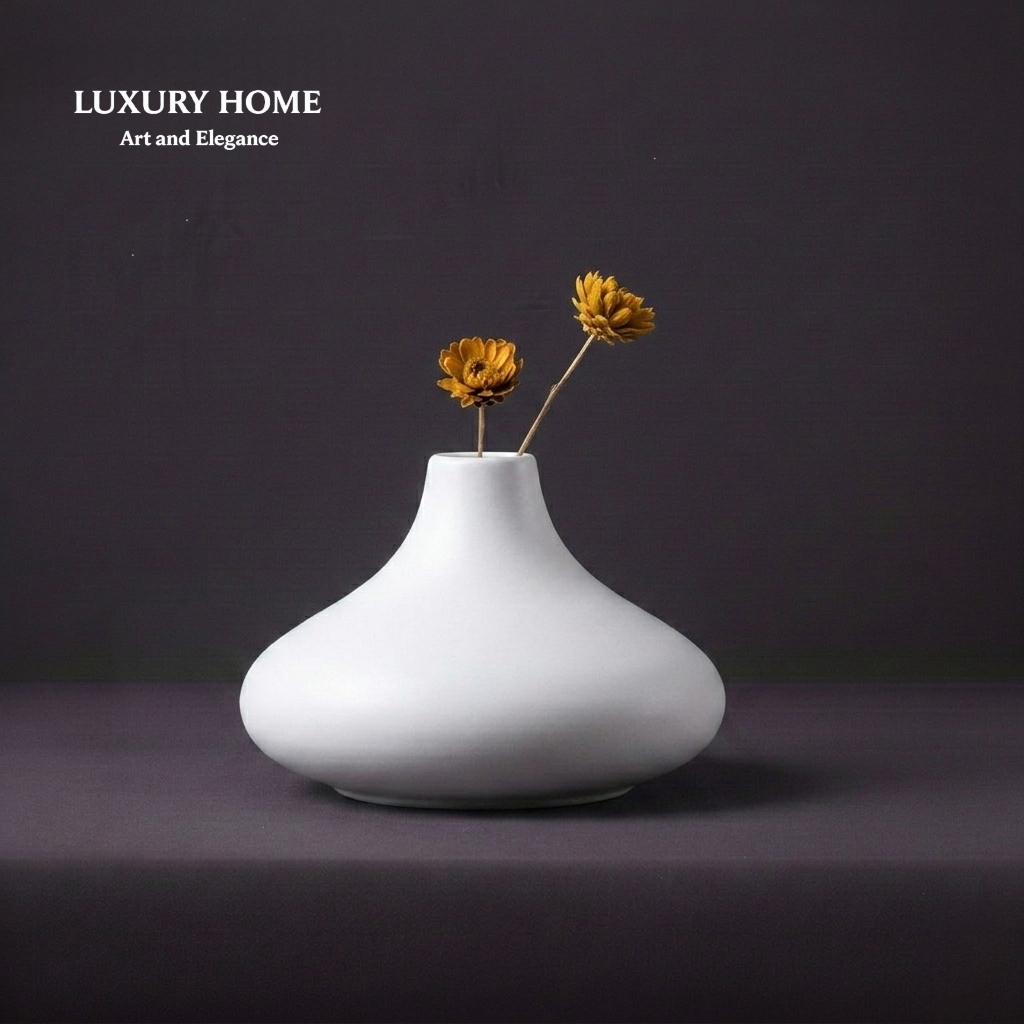 Modern Black Ceramic Flower Vase Centerpieces Office Desktop & Interior Decoration
