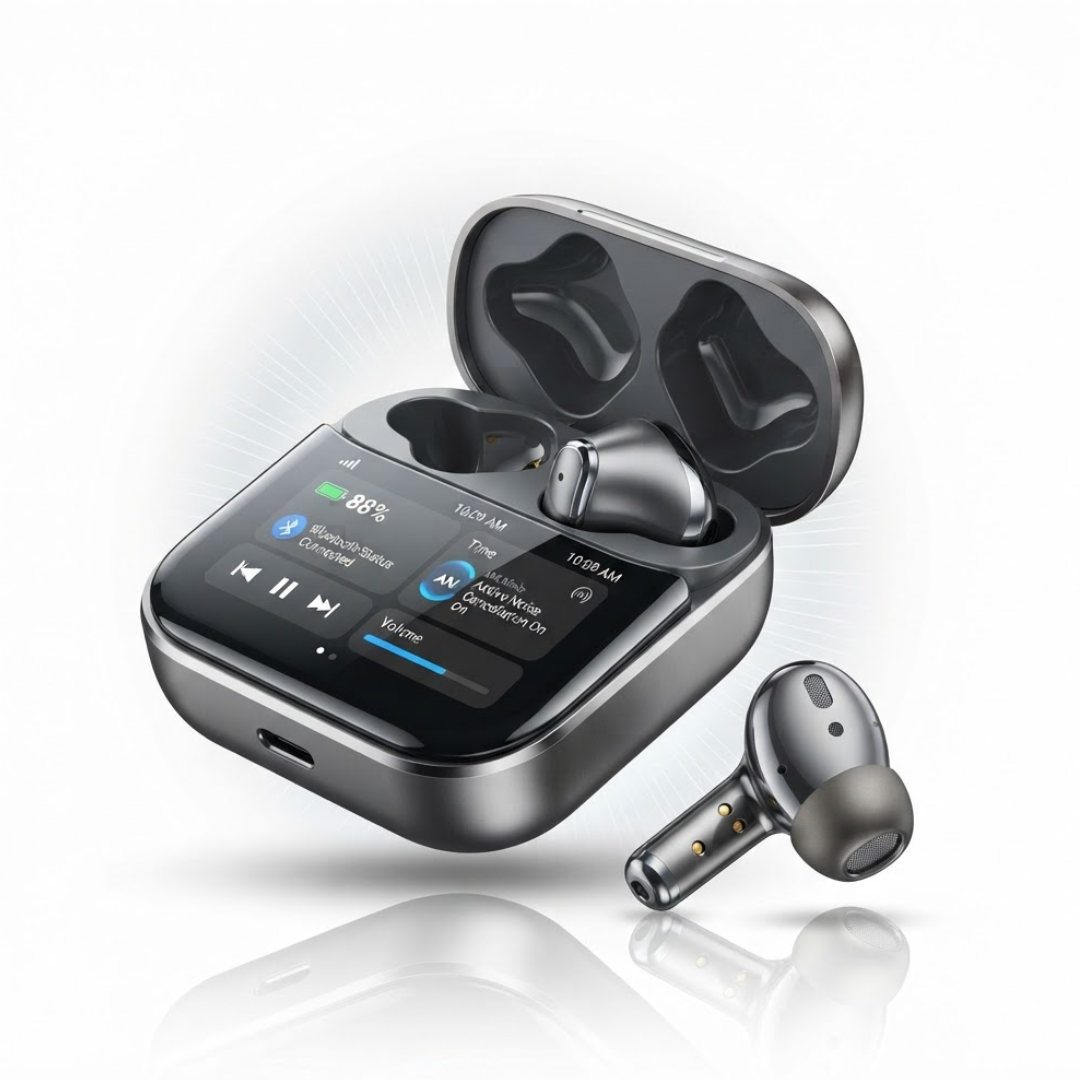 ANC Bluetooth 5.3 TWS Earbuds, Wireless Bluetooth Earphones with Calling, Deep Bass, ENC Noise Reduction & LED Display