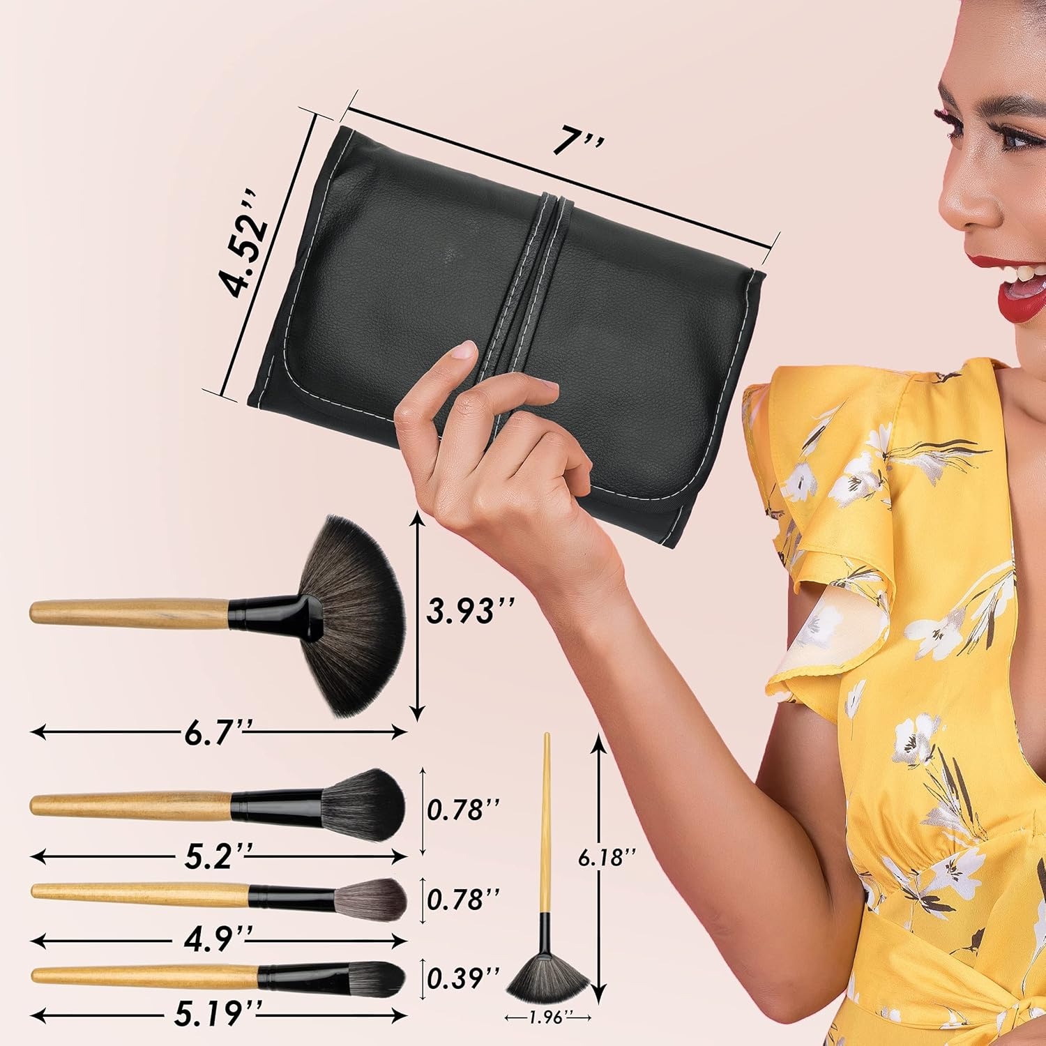 24 Pcs Professional Makeup Brush with Pouch Soft Synthetic  material Kabuki Foundation Powder Blush Contour Eyeshadow Eyeliner Blending Face Eye Cosmetic Kit