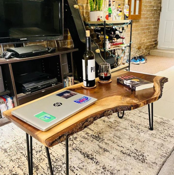 Half Moon Table | Solid Wood Half Moon Console Table | Sheesham Wooden Entryway Table | Rustic Live Edge Half Circle Table | Handmade Furniture for Home Décor | Modern Wooden Table