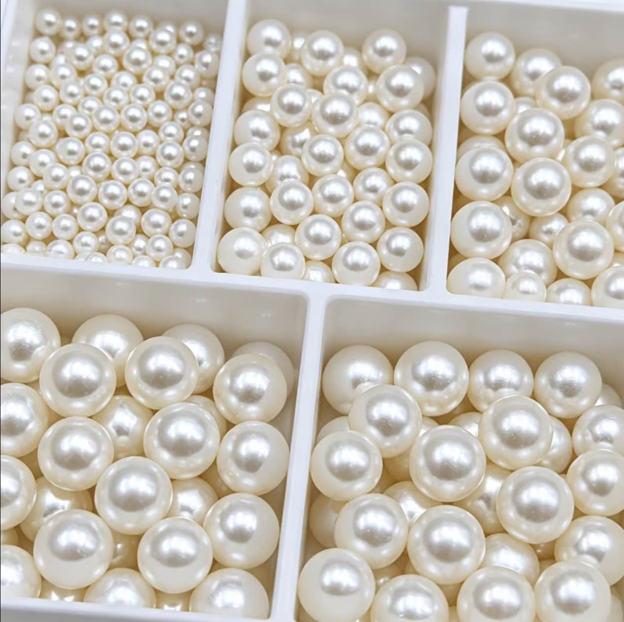Off-White Pearl Hole-Free(without hole) Beads 6mm | Nail Art Pearls for Epoxy Resin, Jewelry Making, Wedding Decoration, Phone Case DIY & Shaker Fillers | Handmade Craft Supplies
