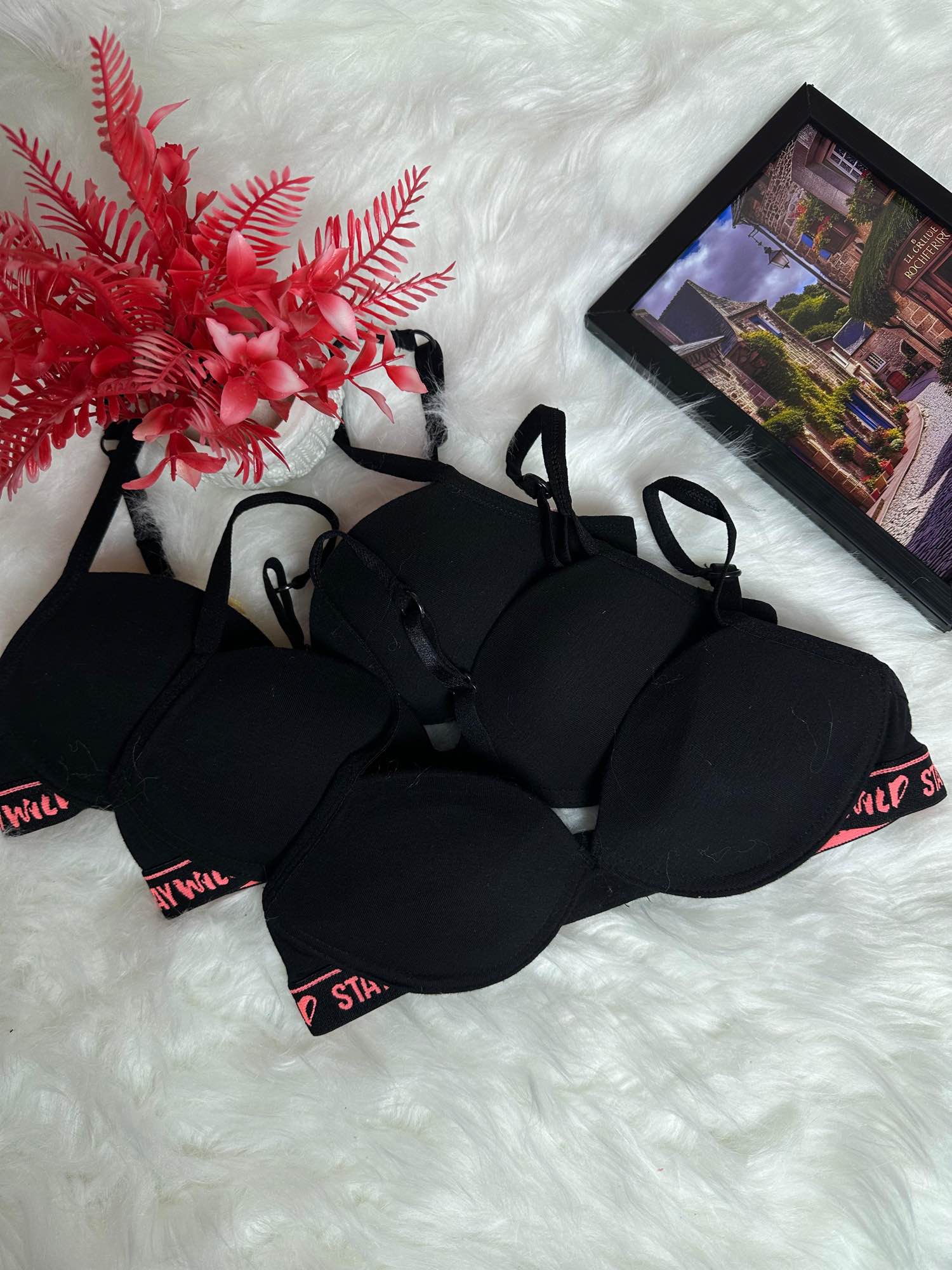 Girls Padded Sports Bra | Non-Wired Push Up Bra | Cut Shape Cotton Bra | Soft Breathable Imported Fabric | Small Cup (A) | Sizes 28 30 32 | Black