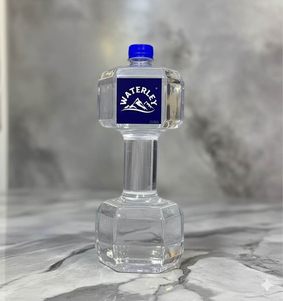 Dumbbell Shape 1.5L Water Bottle for Gym & Workout – Leak-Proof BPA-Free Sports Bottle Transparent (Water Included)