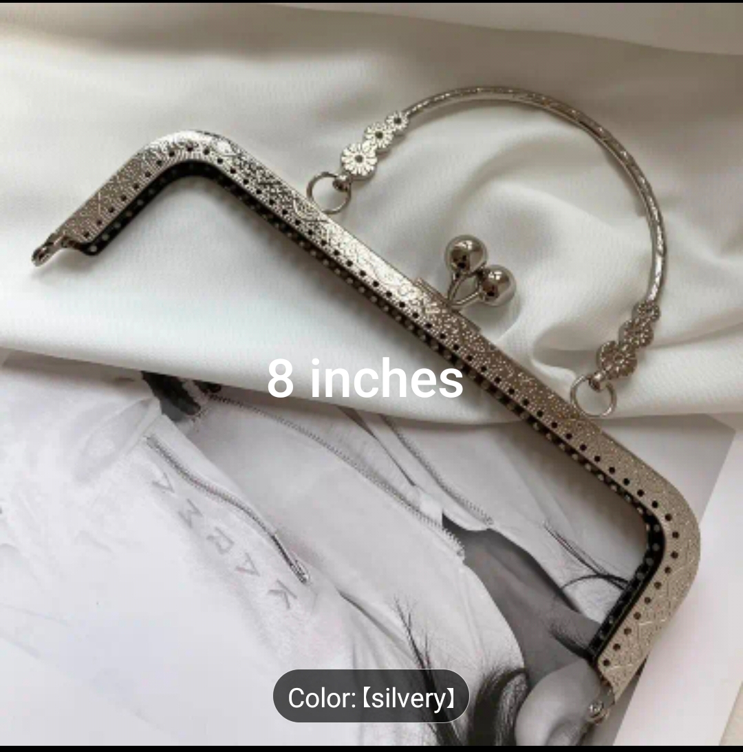 clutch purs Handle Frame purs clasp Bag clasp lock Metal purs Frame For DIY craft purse making 8 inches golden and silver