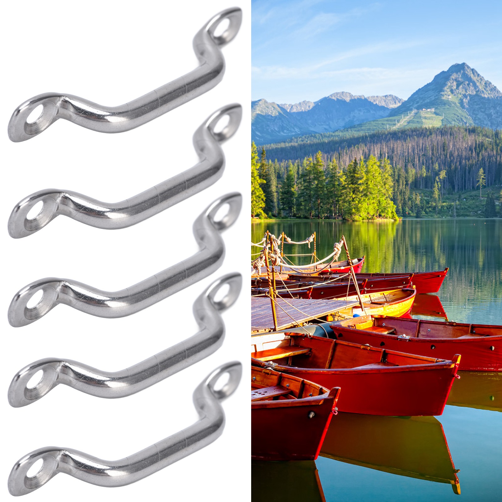 10Pcs Boat Top Pad Eye Deck Loop Tie Down 316 Stainless Steel Set Kit for Fixing Boat Top Pad Eye Eye Strap Pad Eye Top Pad Eye