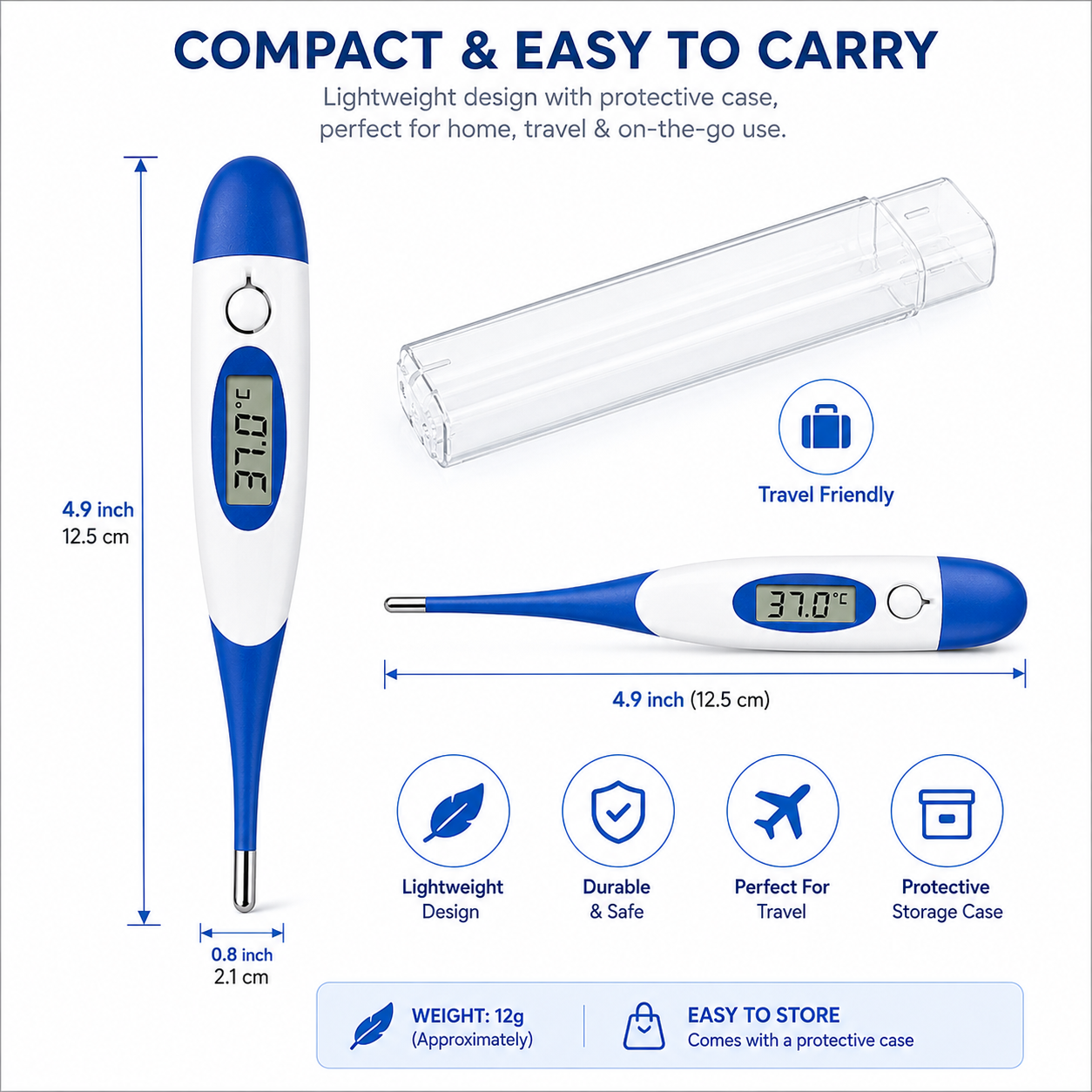 Digital Thermometer |  Fast Reading | Fever Alarm | LCD Display | Celsius & Fahrenheit | Combo Pack