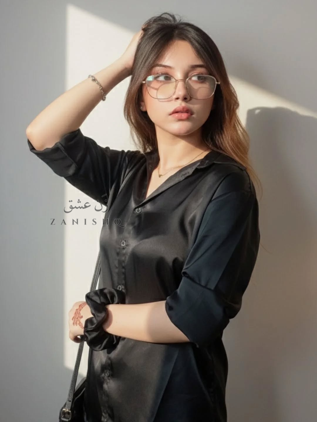 Black Button-Down Silk Shirt