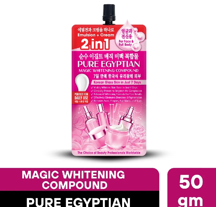 Original 100% 2 in 1 Magic Whitening Cream & Emulsion | Korean Glass Skin Formula | Face & Body Brightening Moisturizer | Dark Spots, Pigmentation & Acne Marks Care | Daily Use
