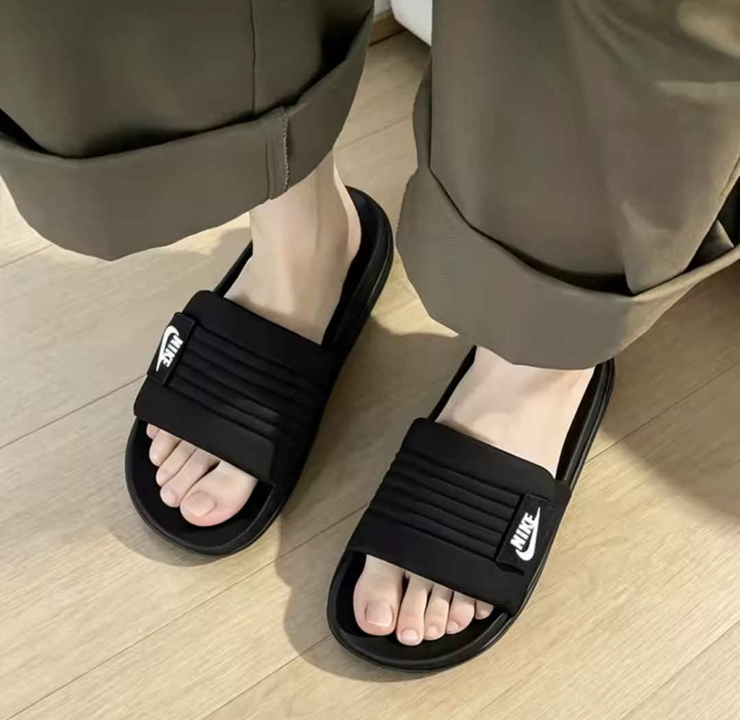 Men's Premium EVA Slides Slippers  Soft Comfortable Bathroom & Casual Sandals  Anti-Slip Lightweight Indoor Outdoor Chappal  Black, Deep Black