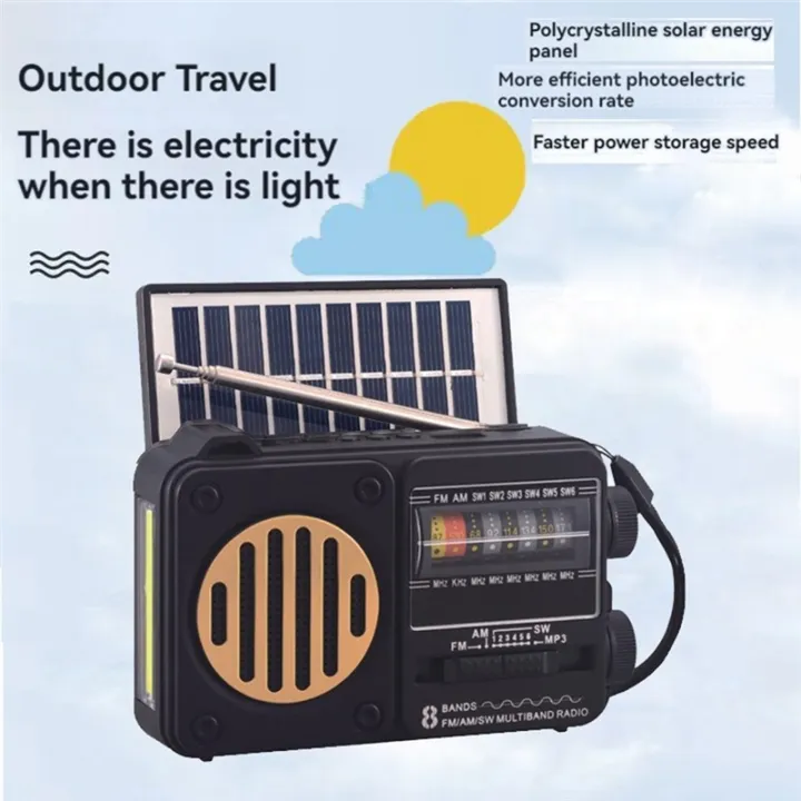 MINI Radio with Solar Pocket FM AM SW Radios Receiver Built-in Speaker Wireless Bluetooth Music Player with LED Light,A
.