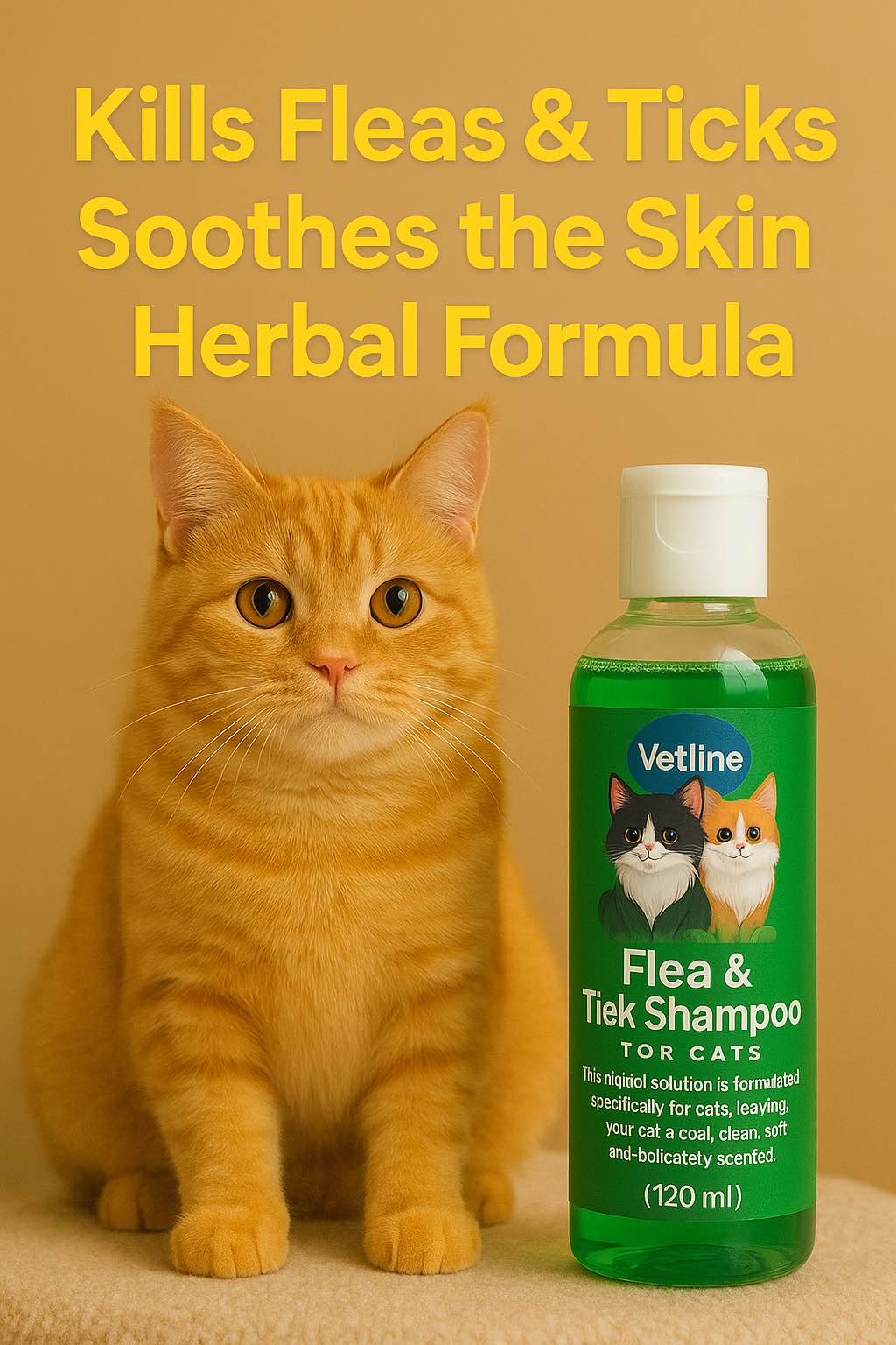 View of Vetline Flea & Tick Cat Shampoo – 120ml | Herbal Anti-Flea Shampoo ...