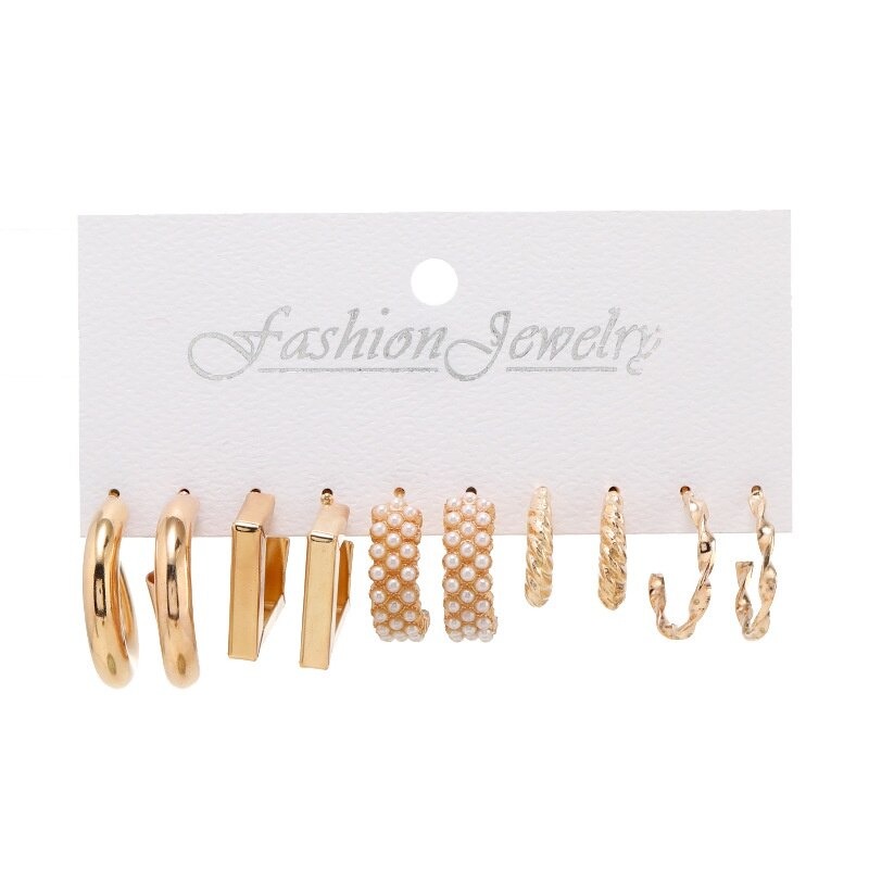 10 PCS Trendy Earrings Set for Women & Girls – Tassel, Vintage Pearl, Twist, Butterfly, Hollow, Plated Dangle & Hoop Styles