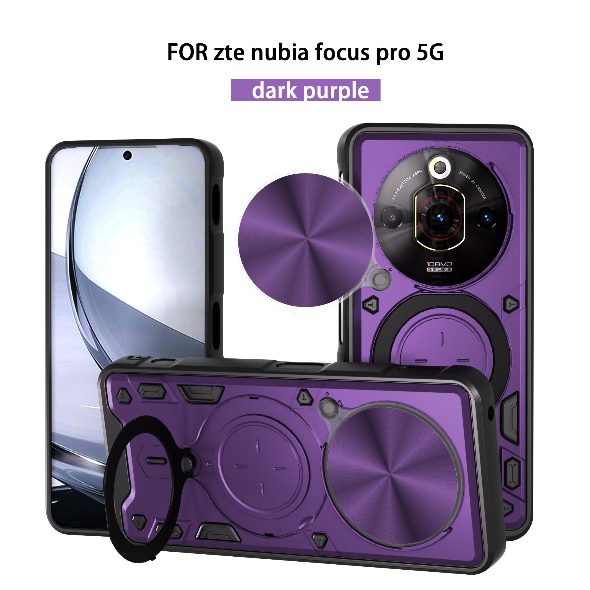 For  Nubia Focus Pro Phone Case Focus Pro 5G Case Heavy Duty Rugged Armor Magnetic Bracket CaseSlide Camera Protection Cover