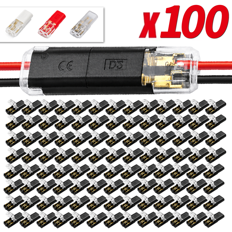 2 Pin Pluggable Wire Connector Quick Connect Terminal Block Copper Contact Solderless Low Voltage LED Strip Cable Wire Splice