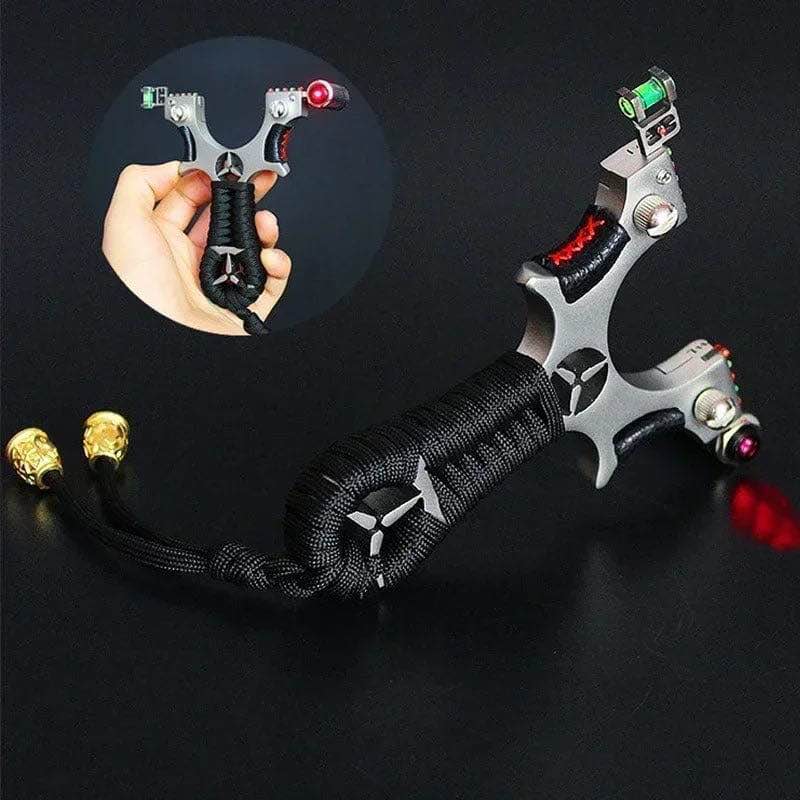 Metal Target Practice Launcher with Laser Pointer High Power Elastic Rubber Band Outdoor Sporting Activity Precision Aim Training Tool